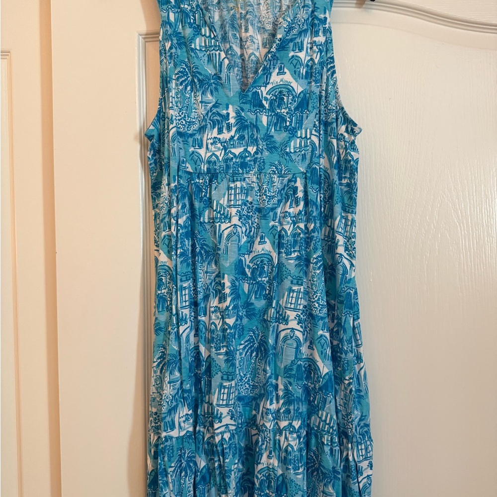 Lilly Pulitzer Blue Tropical Print Sleeveless Dress
